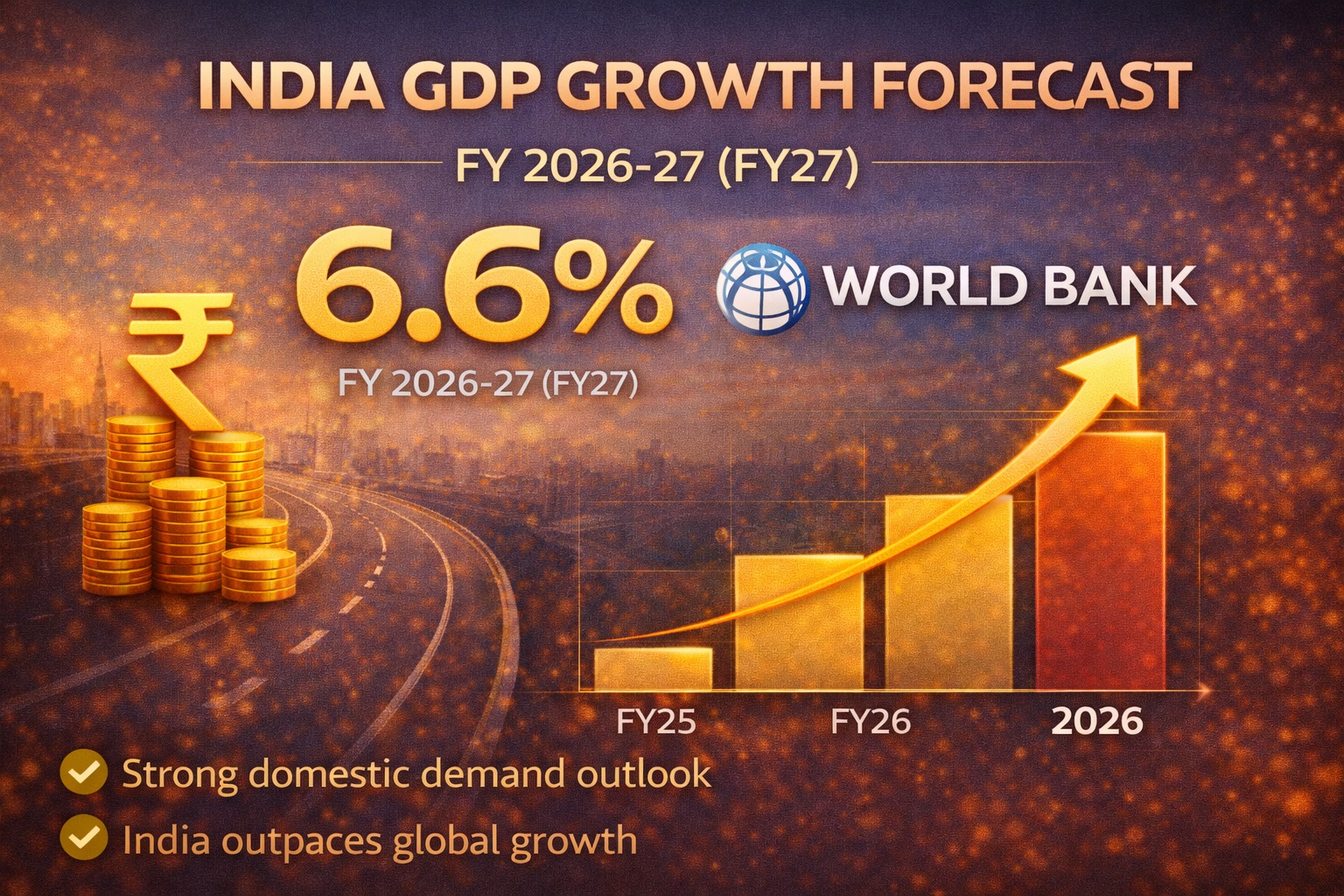India GDP growth forecast 6.6 percent FY27 World Bank chart